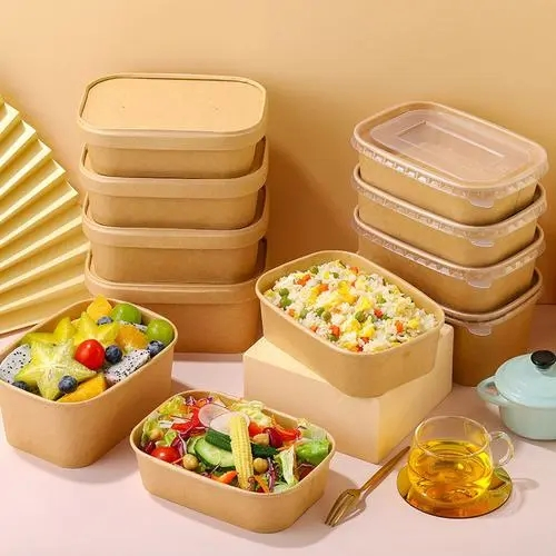 Disposable Biodegradable Compostable Custom Printed Cardboard Paper Food Container Takeout Paper Bowl