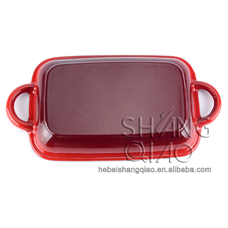 Чугунная эмалированная прямоугольная кастрюля-жаровня 2 в 1