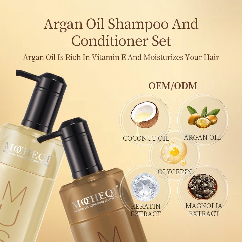 Mocheqi Moroccan Argan Oil Shampoo and Conditioner Set Deep Nourishing Moisturizing Hair Care