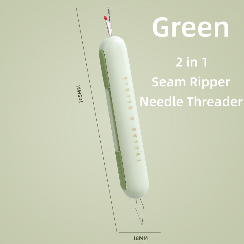Seam Ripper, 2-in-1 Threader for Sewing, Threading and Unthreading Seam Ripper, Multifunctional Sewing Tool Needle Threader-Grey