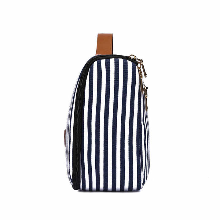 Customized Stripe Hand Canvas Waterproof Hanging Make up Organizer Bag