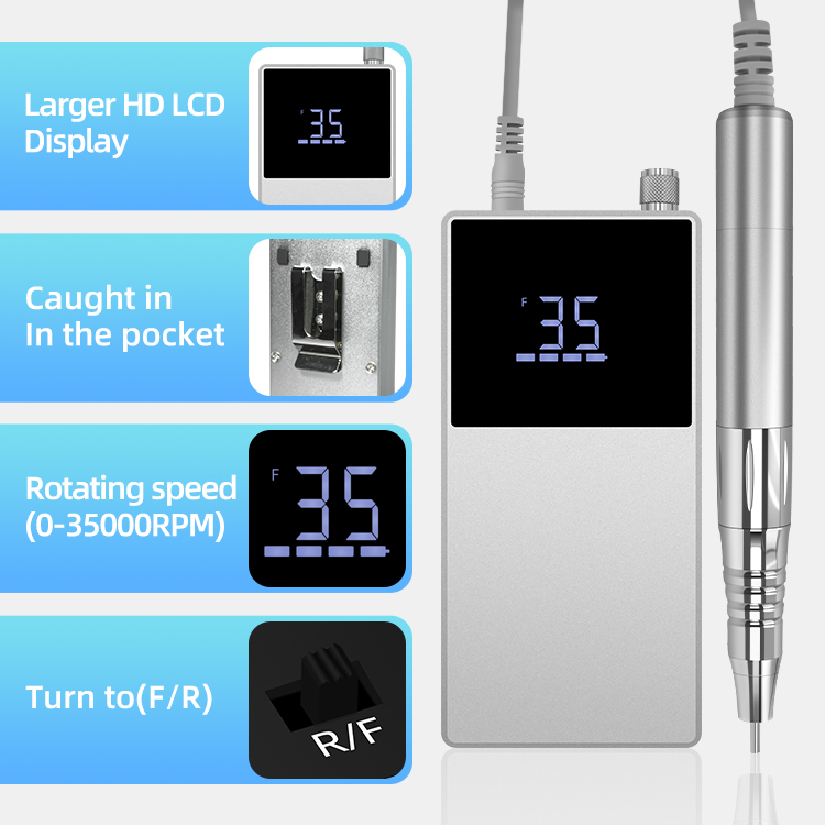 Professional Rechargeable 35000rpm Electric Nail Drill Machine Kit Pedicure Manicure Salon Equipment