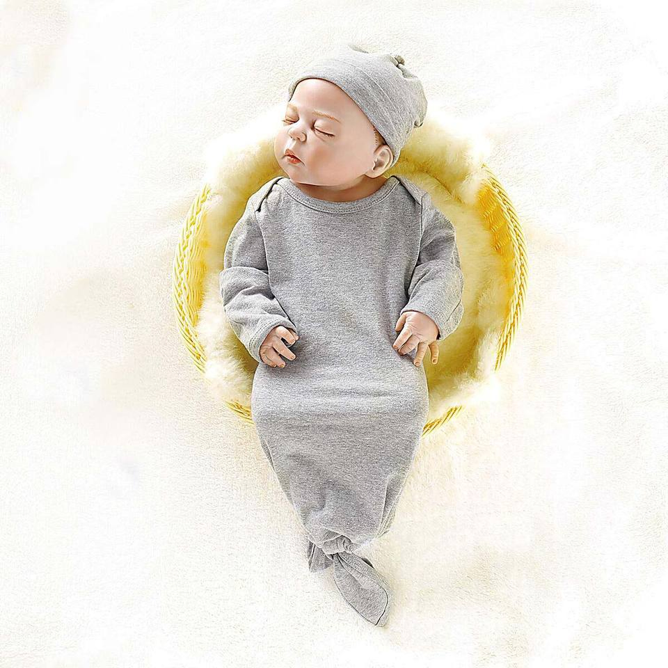Soft Newborn Baby Swaddle Sack Sleepwear Bamboo Long Sleeve Sleeping Bag