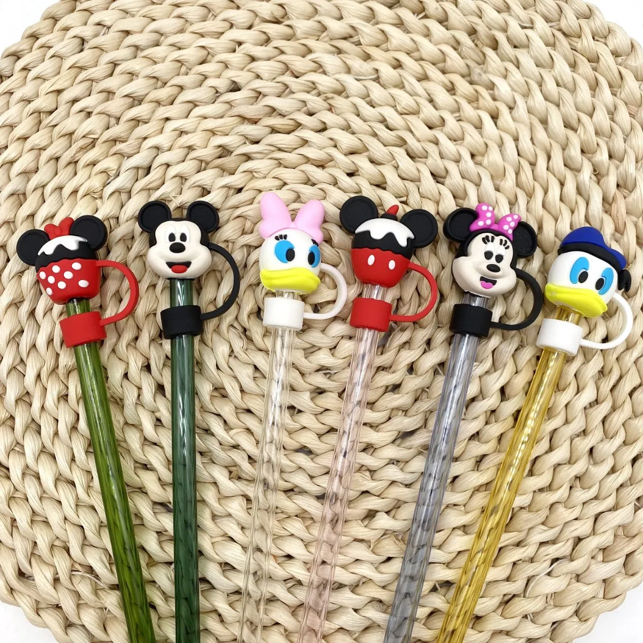 11 Mickey Mouse Series Straw Caps 3D Straw Covers 10mm Stanley Straw 3D Caps Reusable
