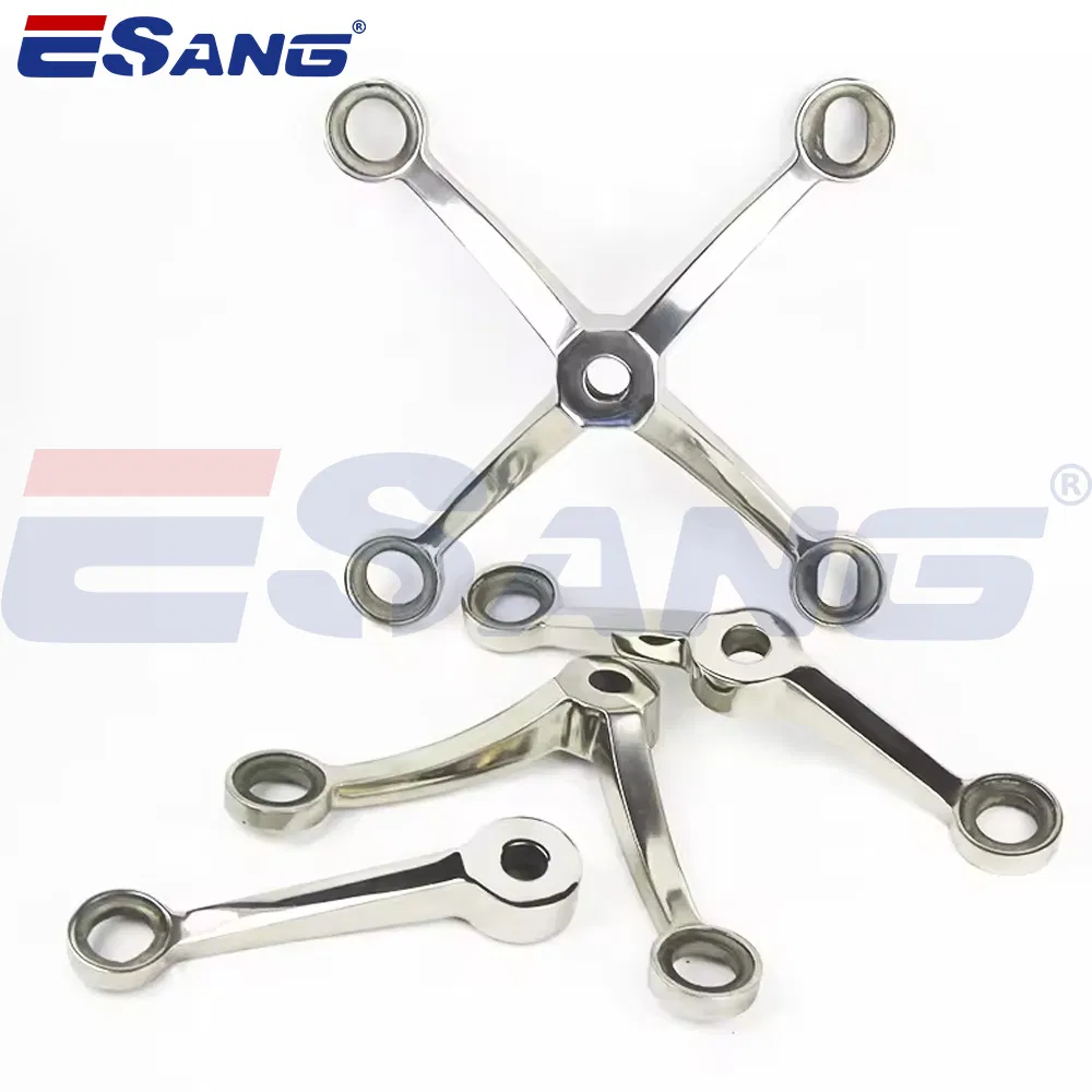 Esang Hardware Factory Satin/Mirror Finished 304 316 Stainless Steel Curtain Wall Spider Glass Holder Fitting