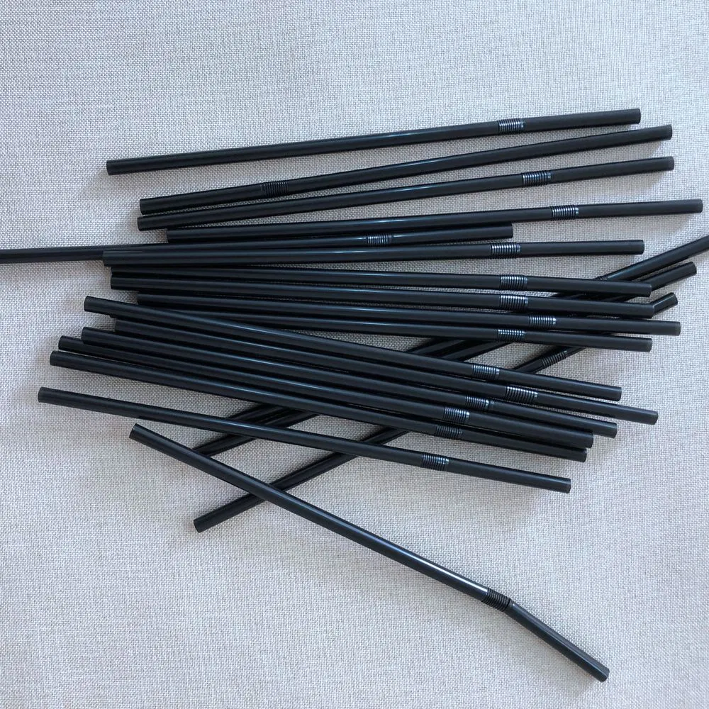 PP Plastic Reusable Bendy Straws with Nude Packing for Families and Restaurants