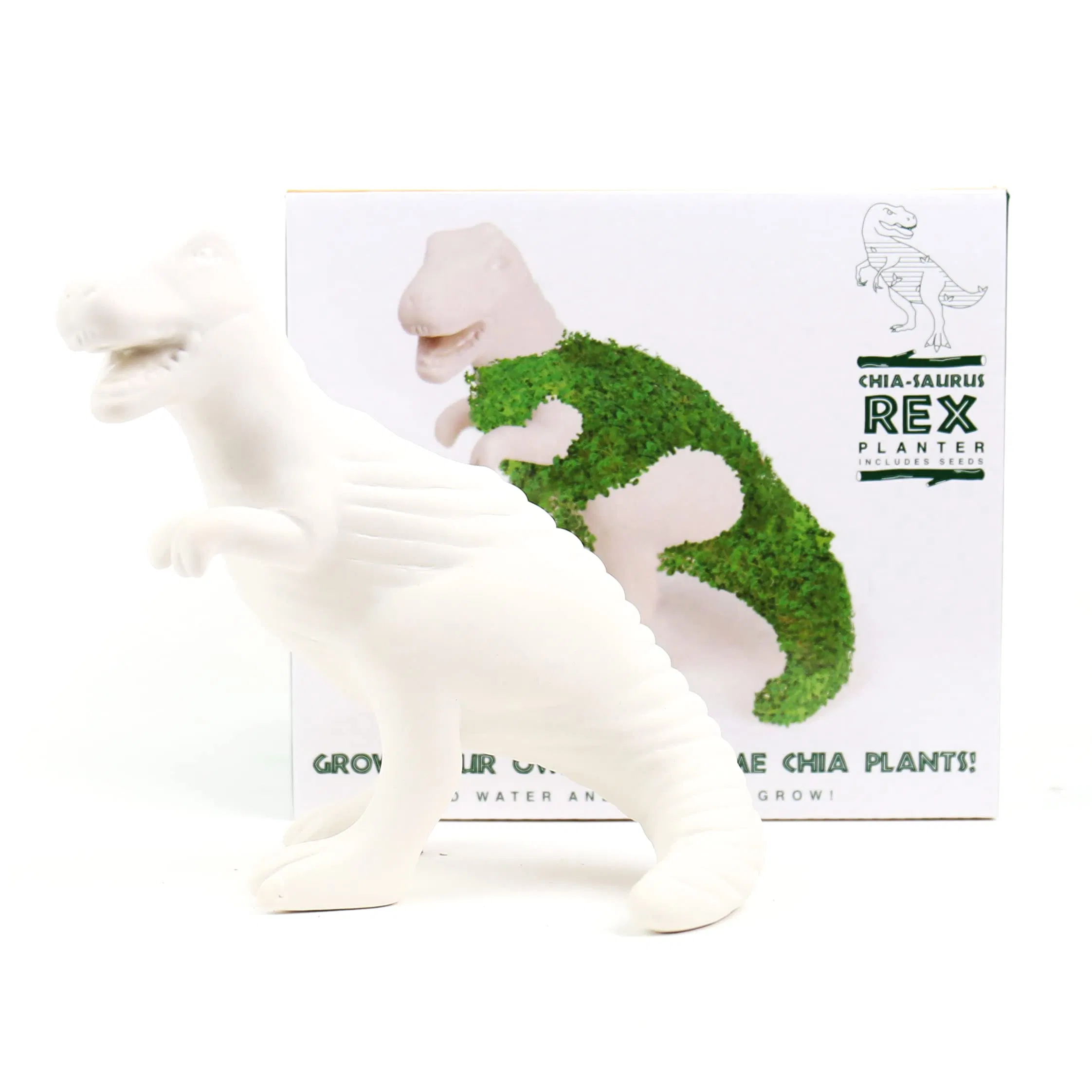 Desktop Sprouting Chia Animal. Fun Growth Set - Chiasaurus Rex Gift Republic Dinosaur-Shaped Chia Seed Planter.