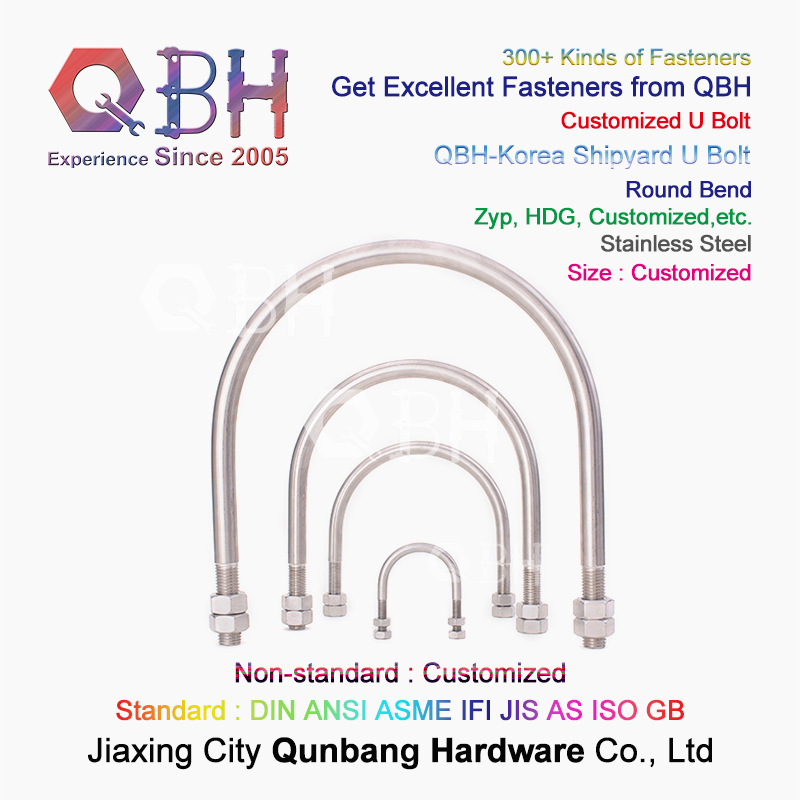 Qbh Full-Size Stainless Carbon Steel U Bolt Pipe Support Boat Ship Shipyard Marine Solar Racks Spare Parts Hardware Fastener Accessories Component Pipe Fittings