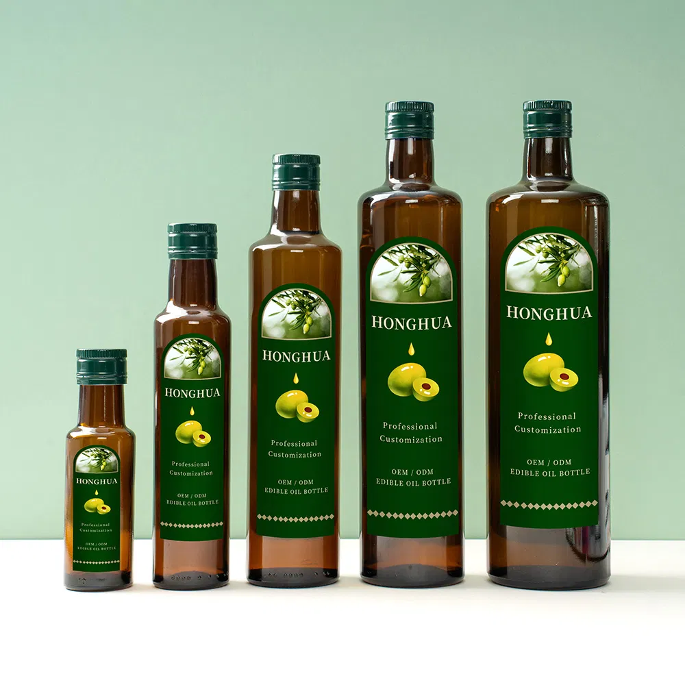 Food Grade Kitchen Empty Amber Cooking Oil Vinegar Bottle Olive Oil Bottle Packaging with Plastic Lid