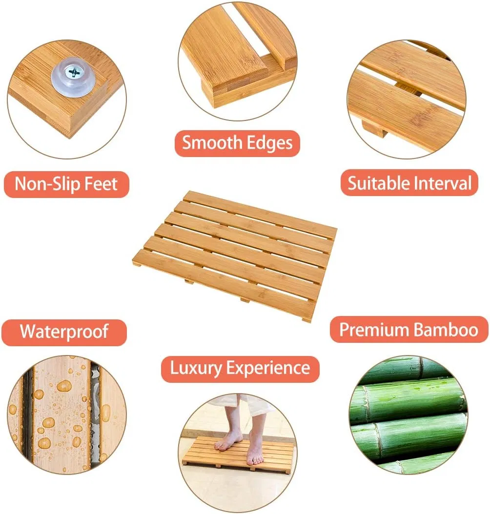 Anti Slip Bamboo Mat Sturdy Waterproof Bathroom Carpet Suitable for Both Indoor and Outdoor