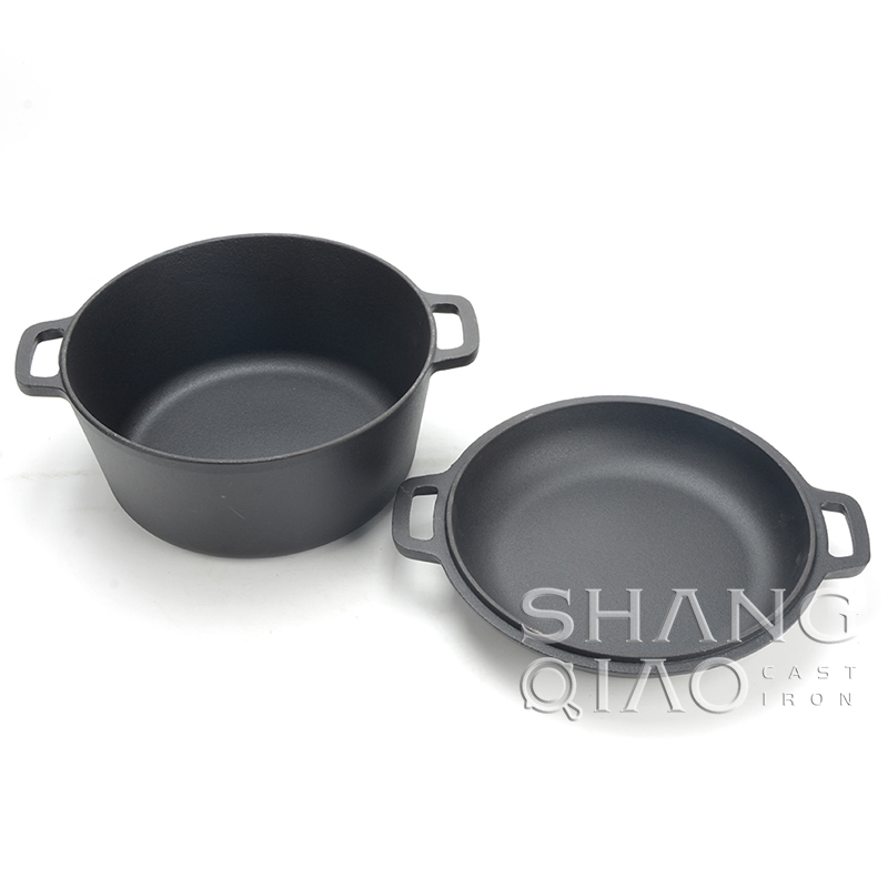 Чугунная 2-в-1 жаровня Dutch Oven, предварительно прокаленная