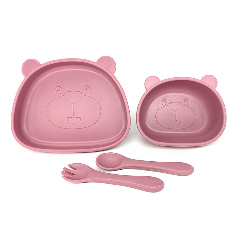100% Food-Grade Kids Silicon Feeding Set Nordic Design BPA Free Baby Feeding Supplies Set Bear Divided Plates