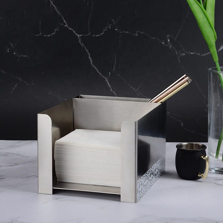 Stainless Steel 304 Gold Plated Customized Logo Napkin Holder Metal Bar Organizer