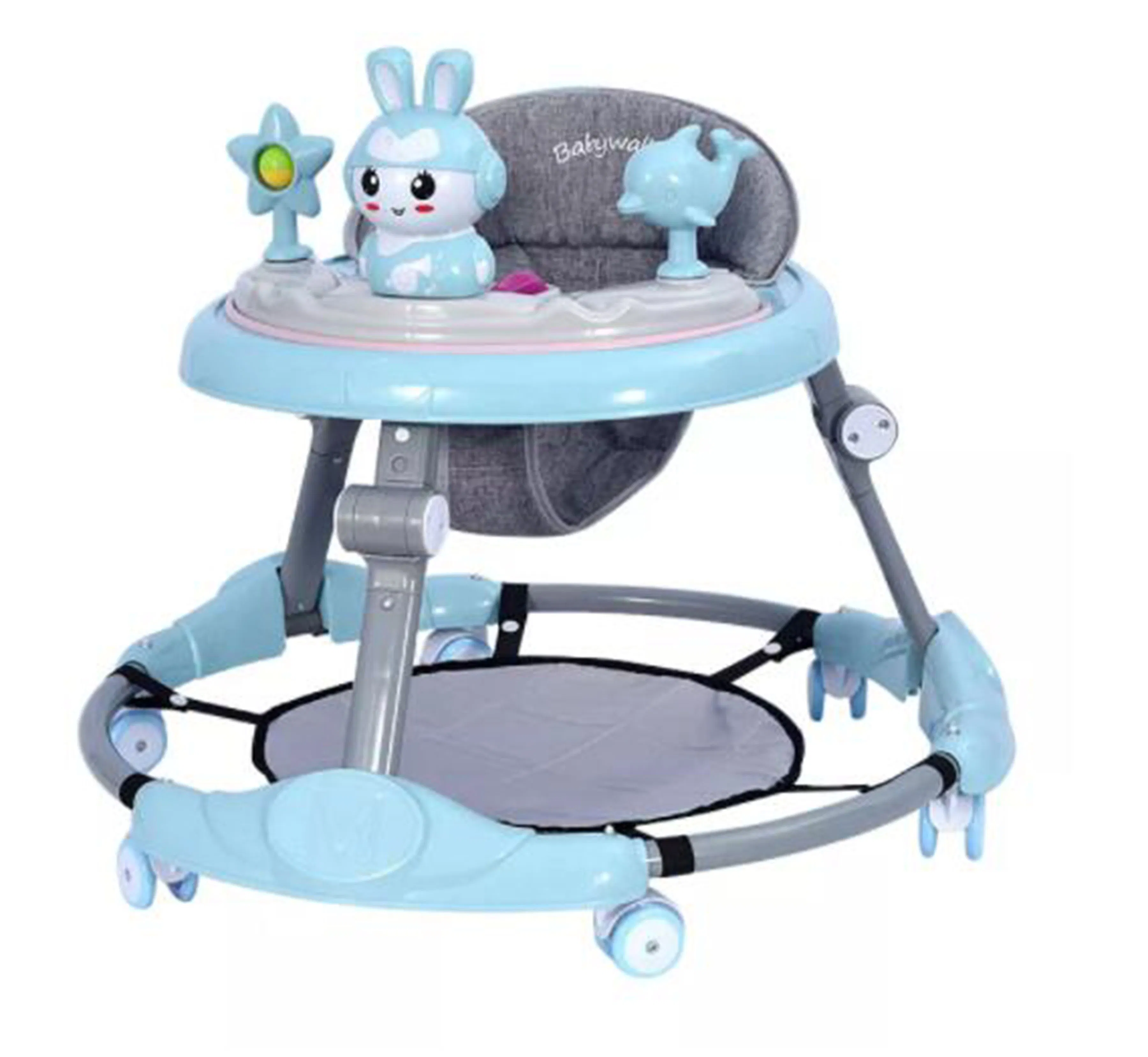 Multifunctional Baby Walker Musicl Wheels Adjustable Anti-O-Leg Baby Trolley