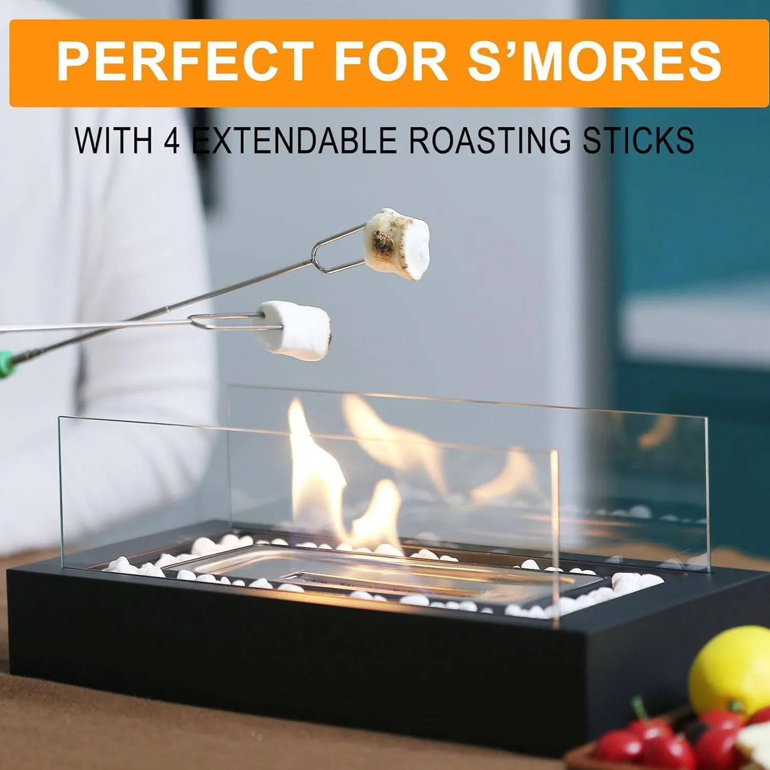 Cookwin Indoor Stainless Steel Square Tabletop Fireplace Modern Portable Ethanol Fire Pit