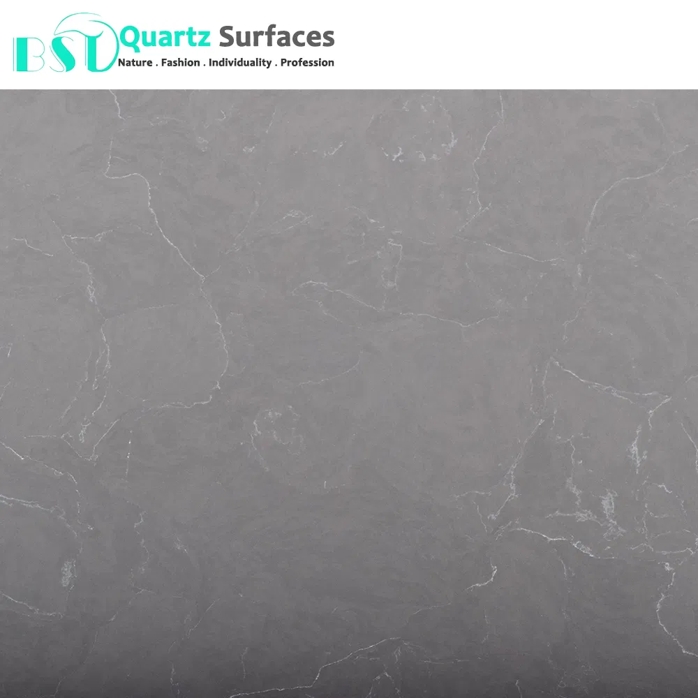 China Grey Artificial Quartz Stone Slabs with White Vein
