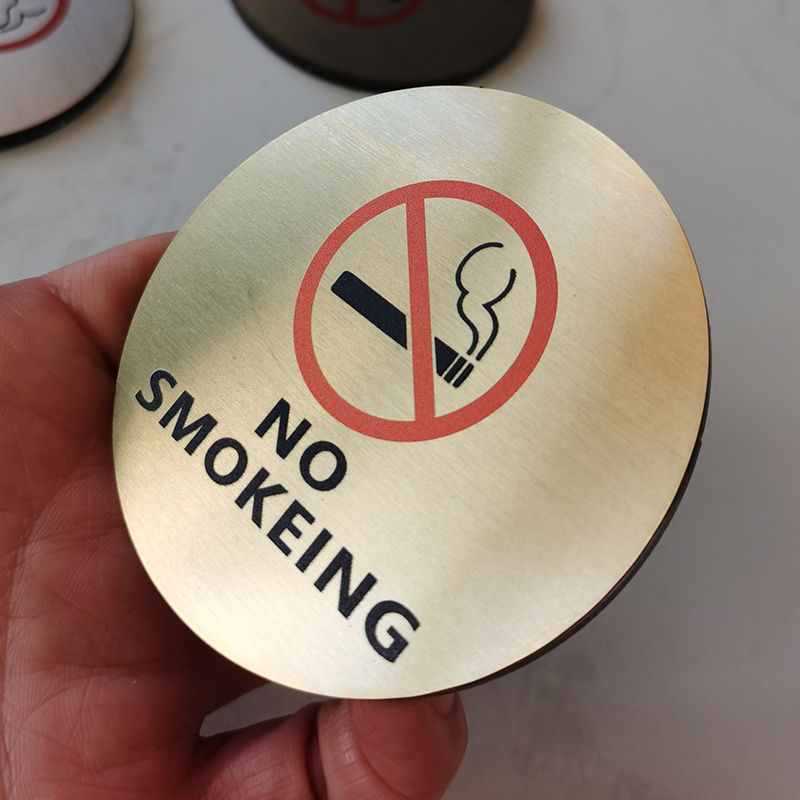 Round Stainless Steel No Smoking Sign for Office