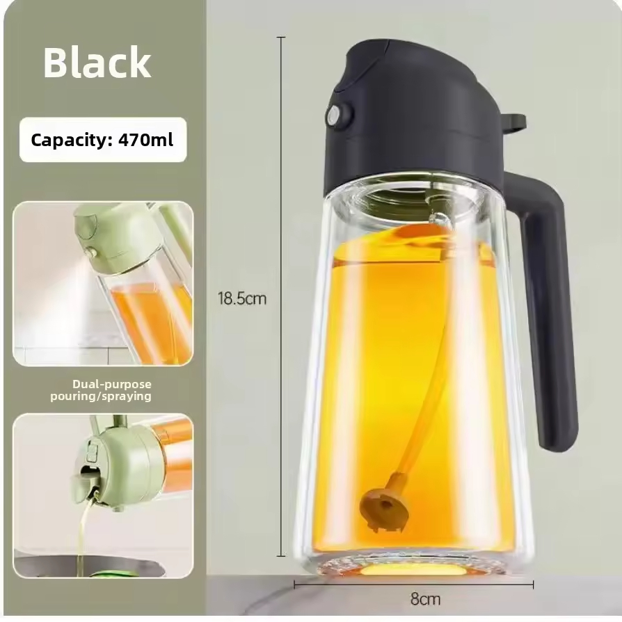 Integrated Glass Oil Bottle with Spray Pour Feature Kitchen Home Use Air Fryer Oil Cooking for Vinegar Dispenser