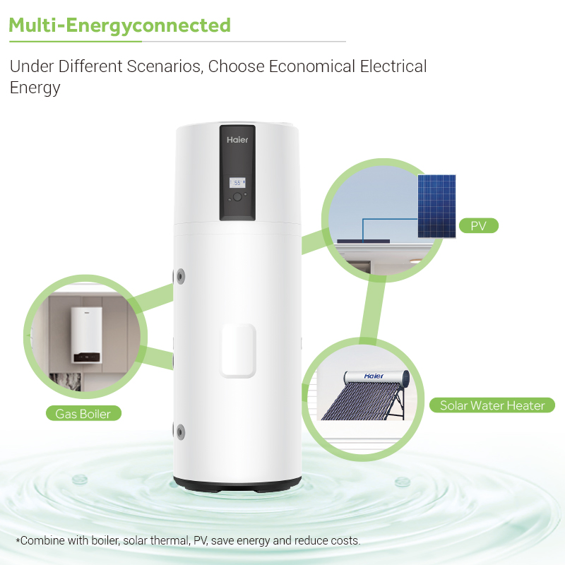 Haier Hot Seller All in One Air to Water Air Source Home Instant Heat Pump Tank Hot Water Heater