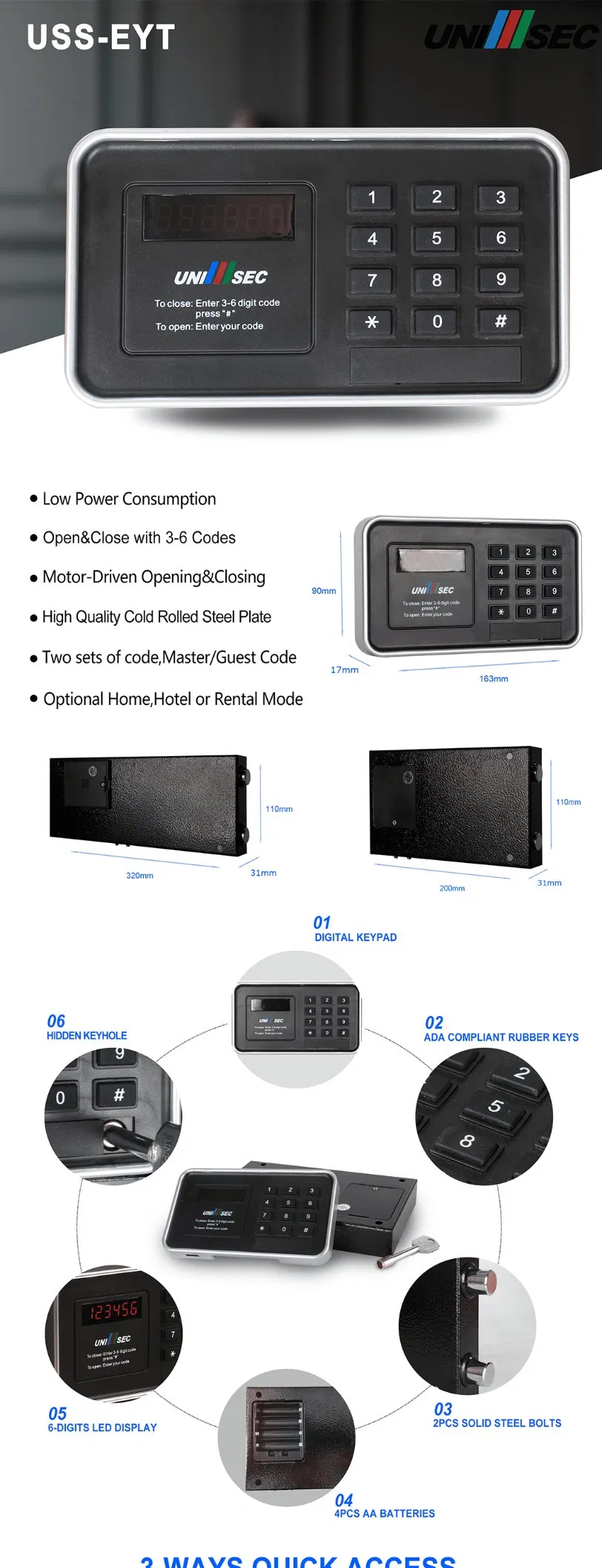 Uni-Sec Locker Safe, Safe Electronic Lock, Digital Lock Safe