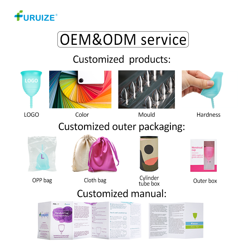 Furuize Tulip Menstrual Cup Model Folding Menstrual Cup Certificado with Custom Packaging
