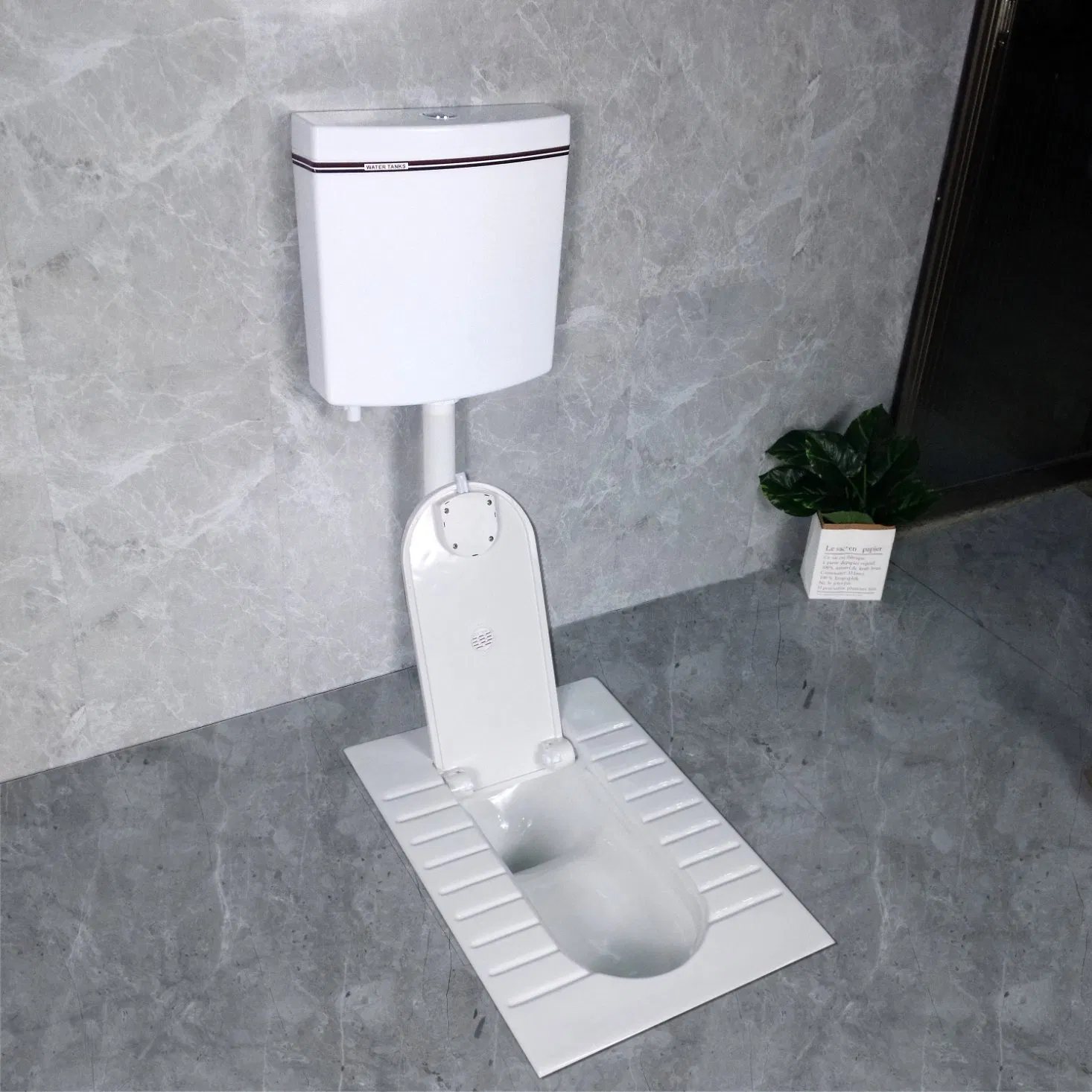 High Quality White Color Ceramic Floor Mounted Toilet Wc Pan with Cover Save Space Squatting Pan