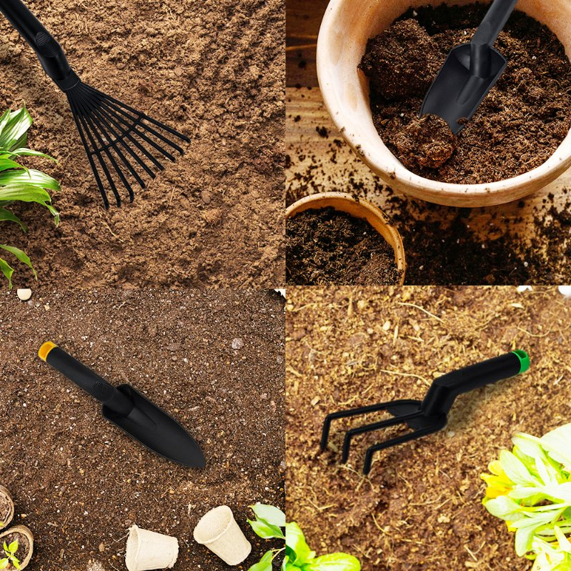 Garden Hand Tool Space-Saving 9-Tine Garden Leaf Rake