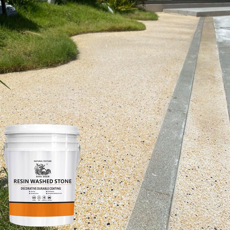 Courtyard Coffee Shop Is Decorated Beautiful Resin Washed Stone Paint.