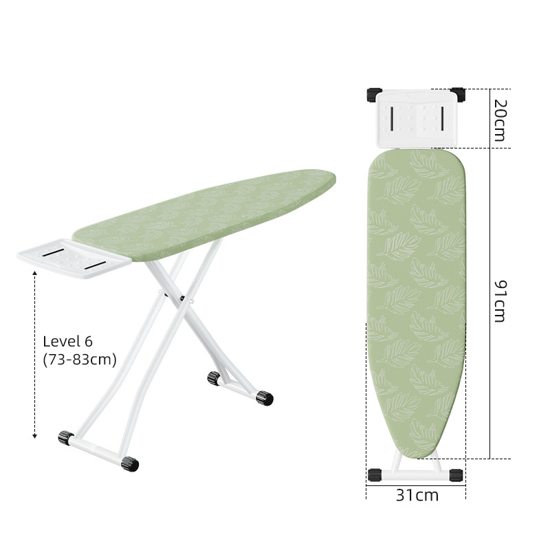 Heat Resistant Adjustable Height Foldable Ironing Board with Iron Holder