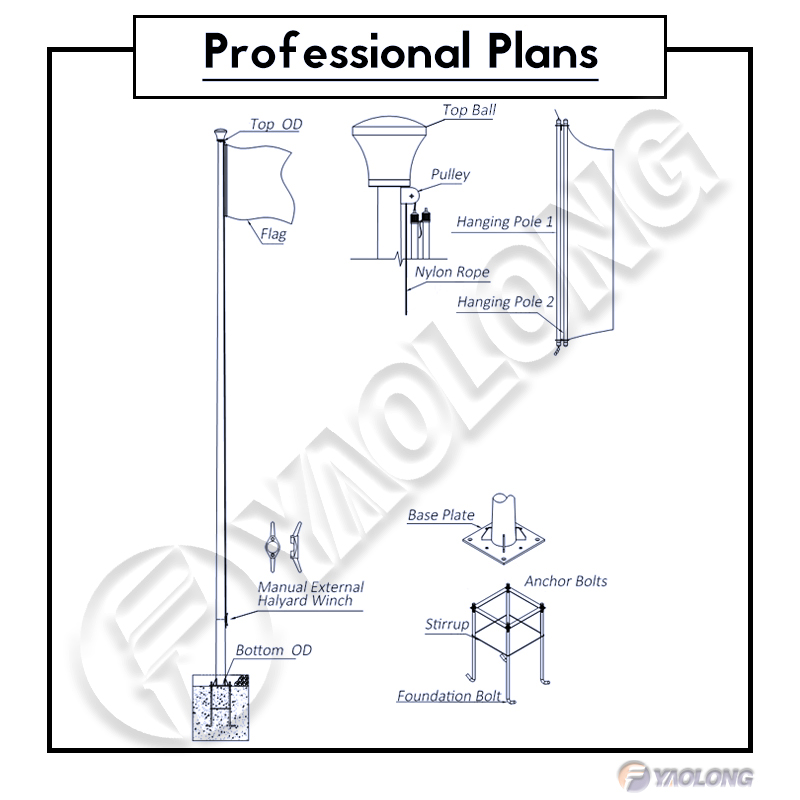 Easy Mounted Aluminum Flagpole for Sport Games with Level 12 Wind Resistance