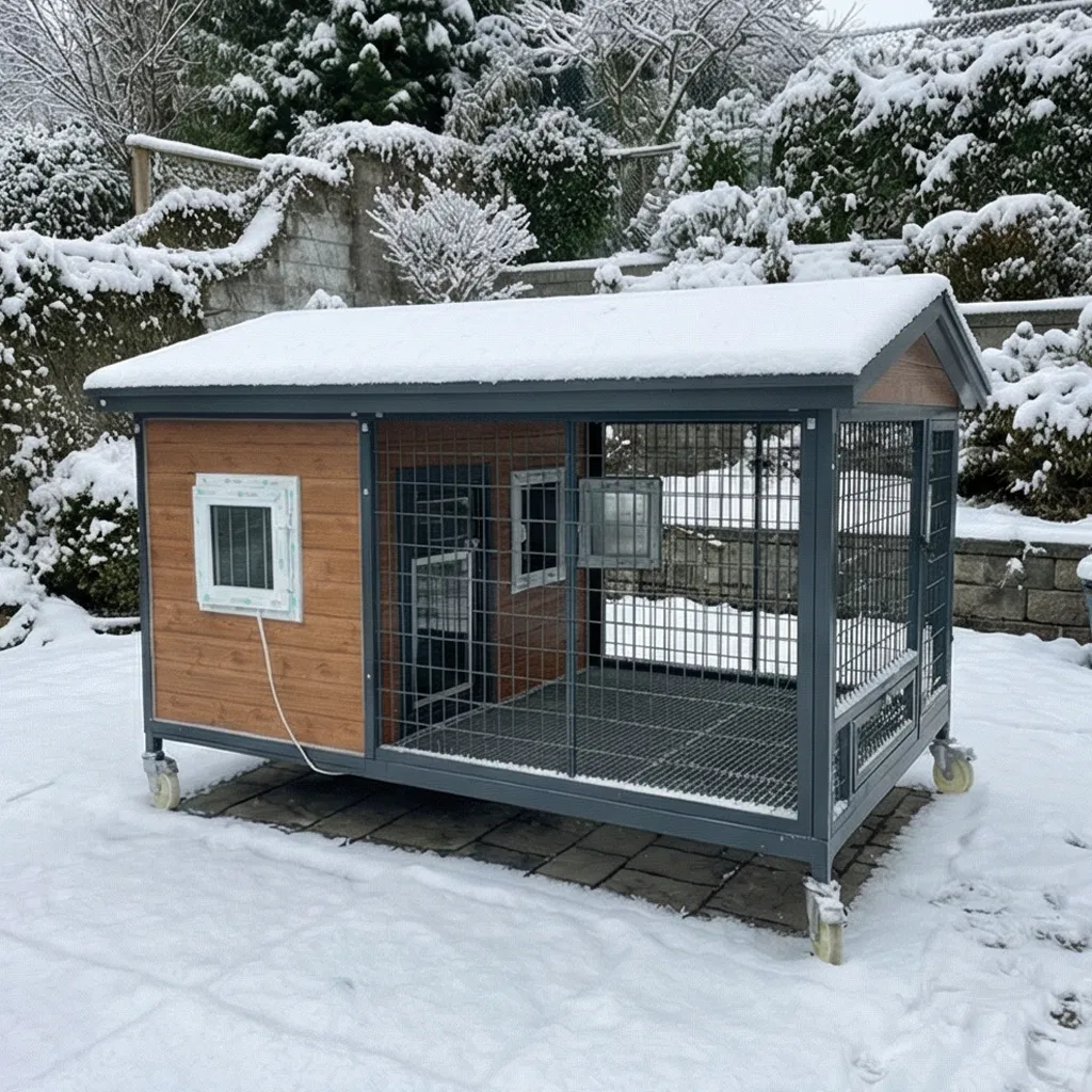 Outdoor Solid Wood Dog Cage Large Dog House Rain and Sun Protection