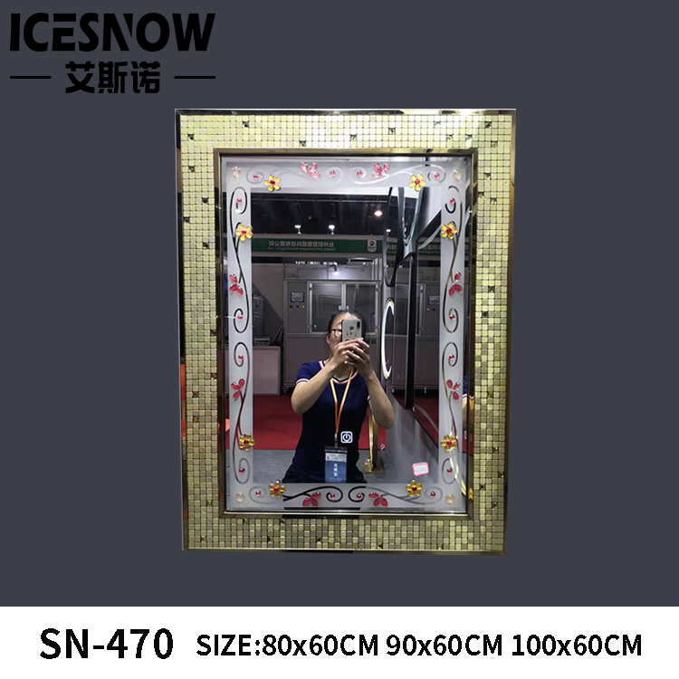 New Design Model LED Smart Touch Switch Stainless Steel Frame Bathroom Mirror