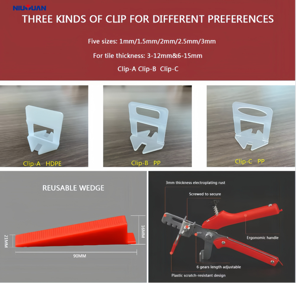 Stone Leveling System Clips 1mm Tile Leveling System Spacer Tile Cross 3.0mm 100PCS/Bag