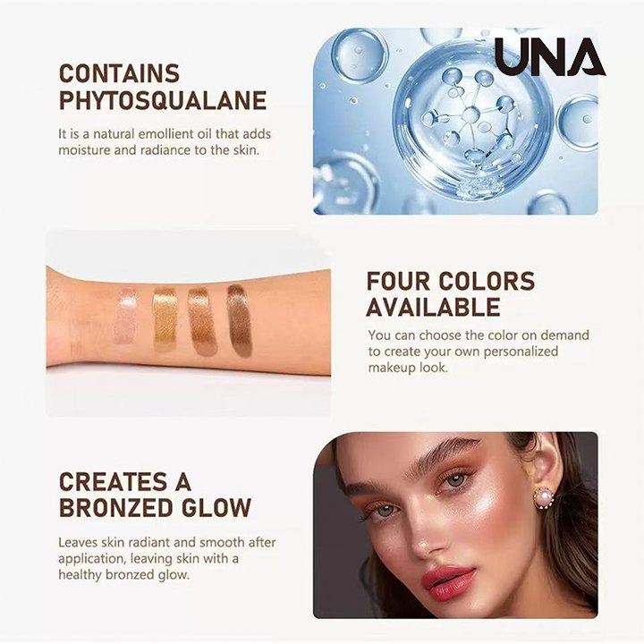 OEM Cosmetic Cream Bronzing Drops Highlighter Makeup for Skin Glow Custom Logo Vegan Face and Body Shimmer