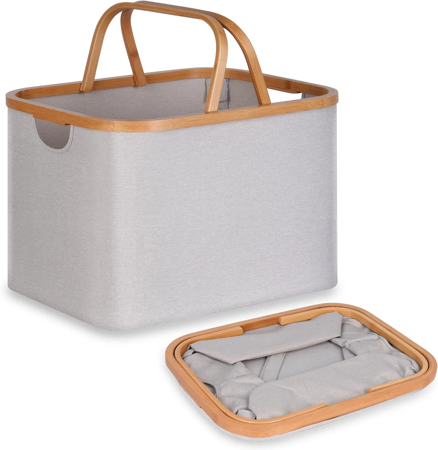 Bamboo Modern Minimalist Stationery and Clothing with Handle Oxford Cloth Storage Basket