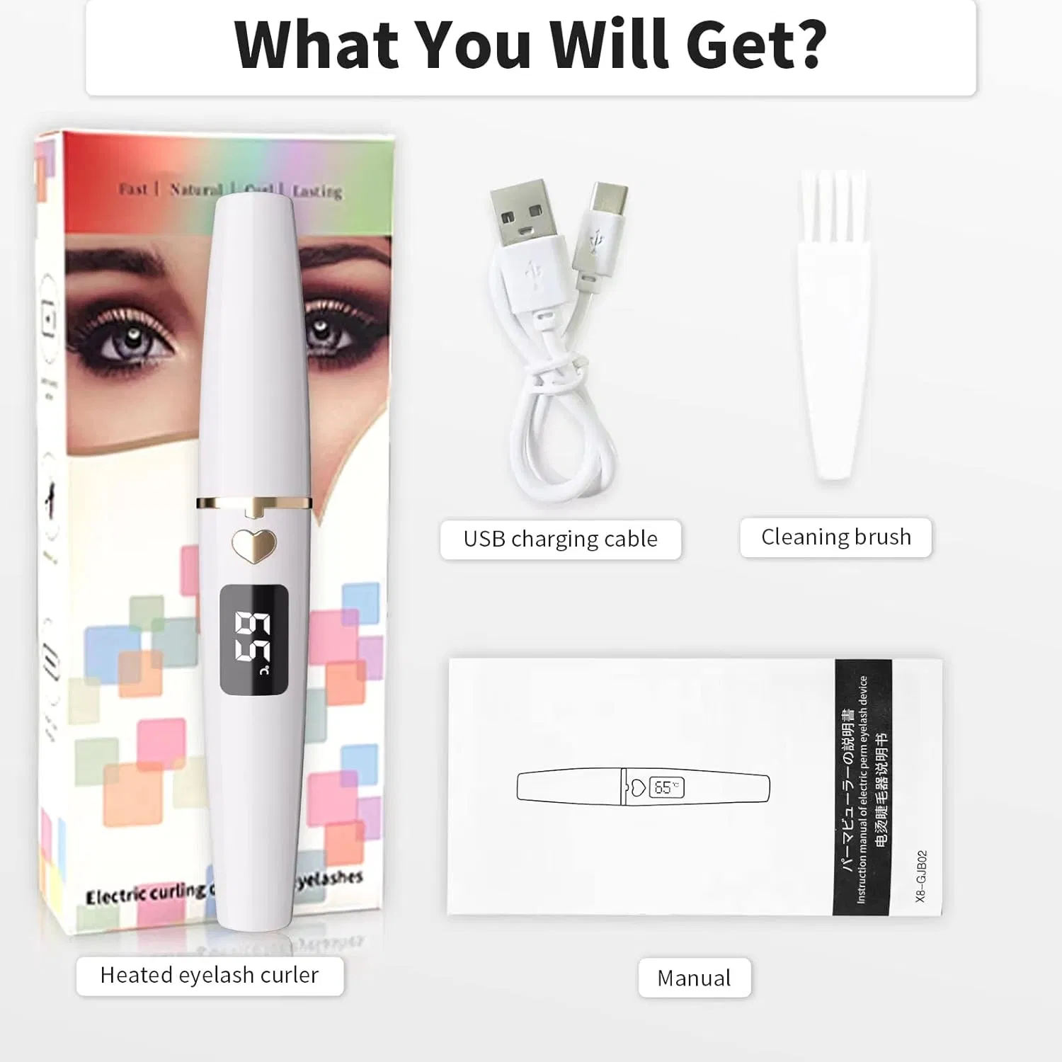 Portable USB C Rechargeable 24h Long Lasting Intelligent Power off Electric Eyelash Curler