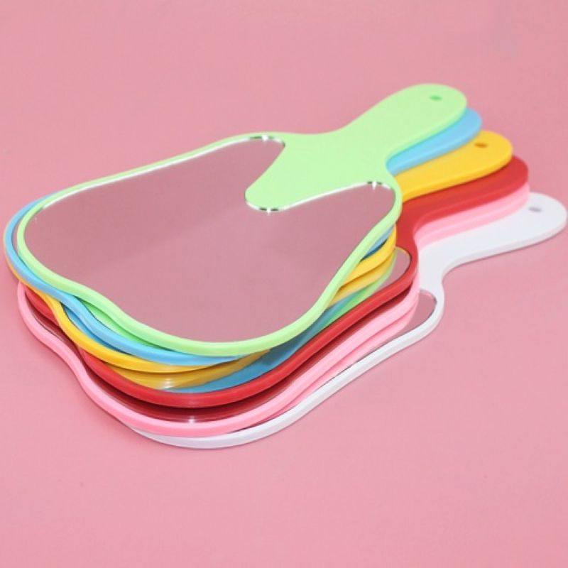 Dental Colorful Hand Held Tooth Shape Glass Mirror Dental Handle Mirror