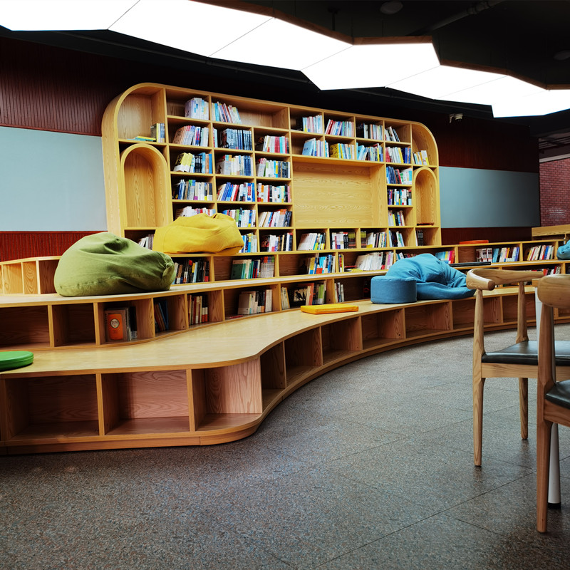 Мебель для библиотеки деревянная стеллаж с сиденьями