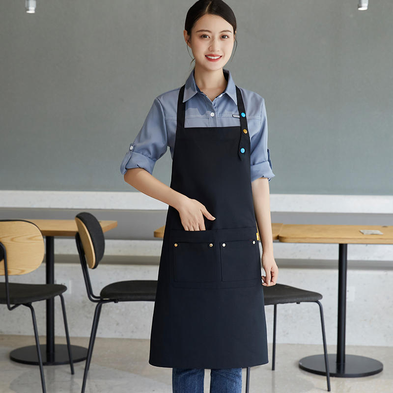 Csjd-F2305#Polyester-Cotton Canvas Kitchen Dirt-Resistant and Wear-Resistant Halterneck Adjustable Apron