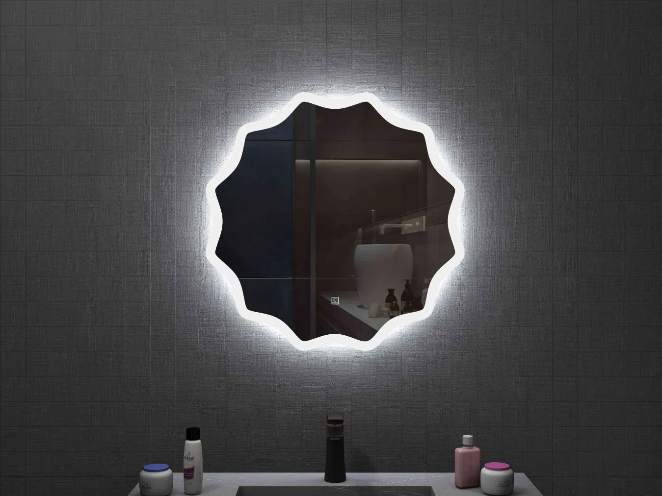 Круглое светодиодное зеркало для ванной 60 см