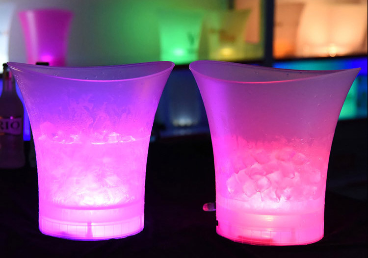 Custom Logo Print KTV Beer Ice Bucket Cooler Drink Plastic Wine Ice Bucket