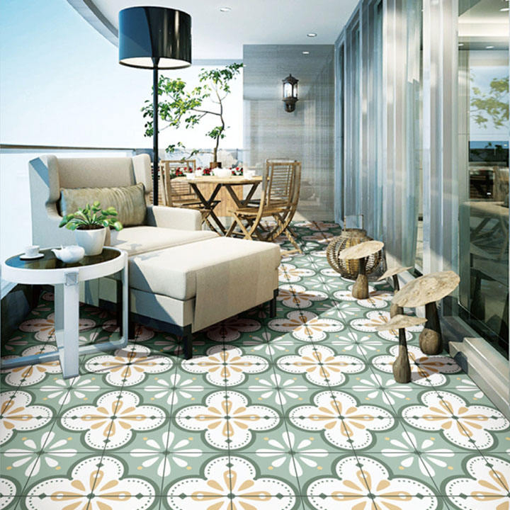 Encaustic Porcelain Glazed Ceramic Slab Tile Floor Tiles with Flowers 20X20