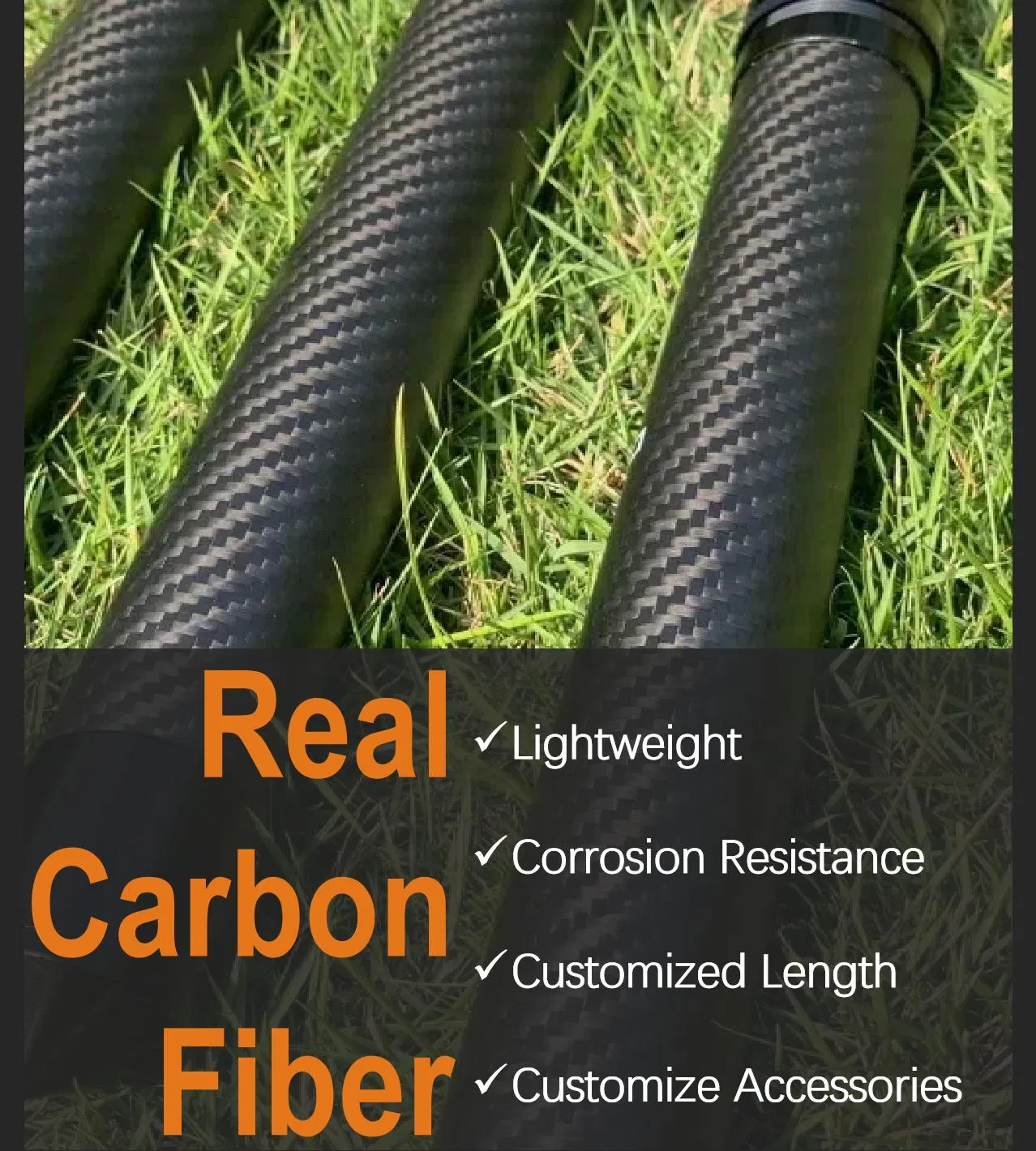 Heavy Lift Telescopic Rod for Fishing Pole with 3K Carbon Fiber