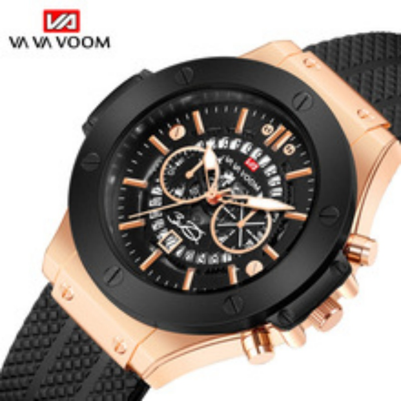 Hollow Skeleton Dial Men's Sports Watch Window Silicone Strap Waterproof Quartz Watch