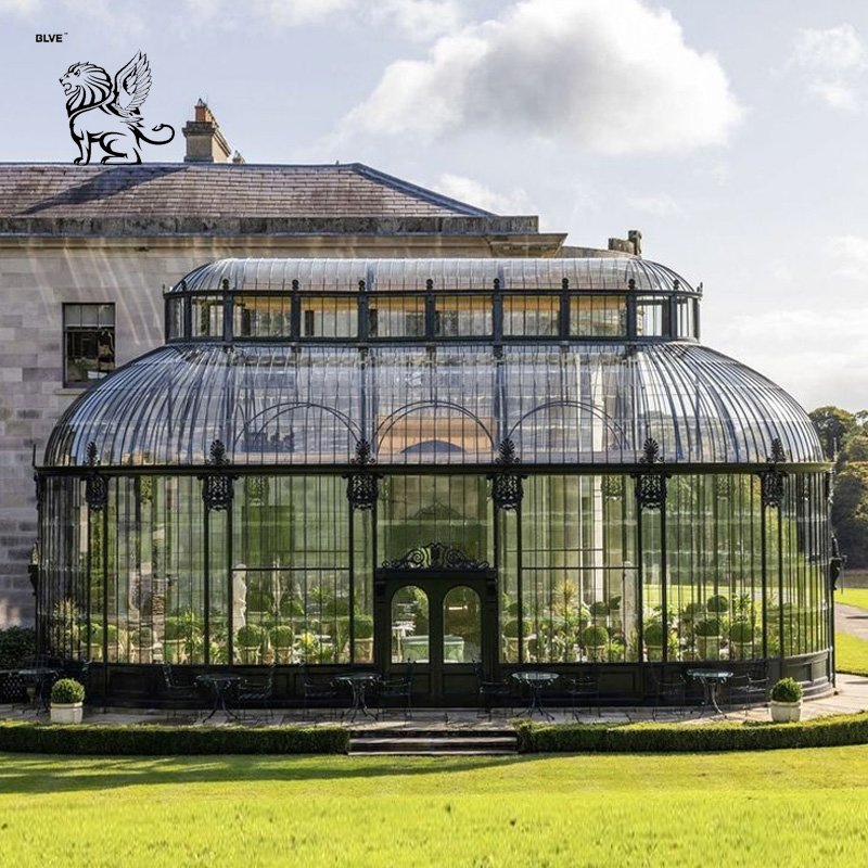 Popular Large Villa Greenhouse Outdoor Metal Aluminum Pavilion Wrought Iron Gazebo Glass Sunroom