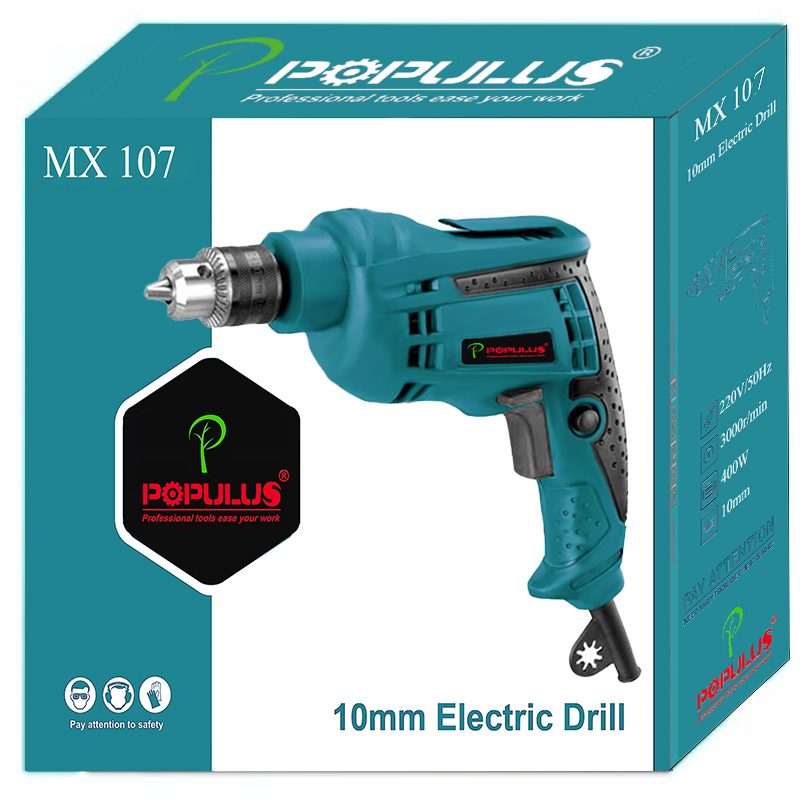 Электрическая дрель Populus 400W, 10мм, 0-3000 об/мин
