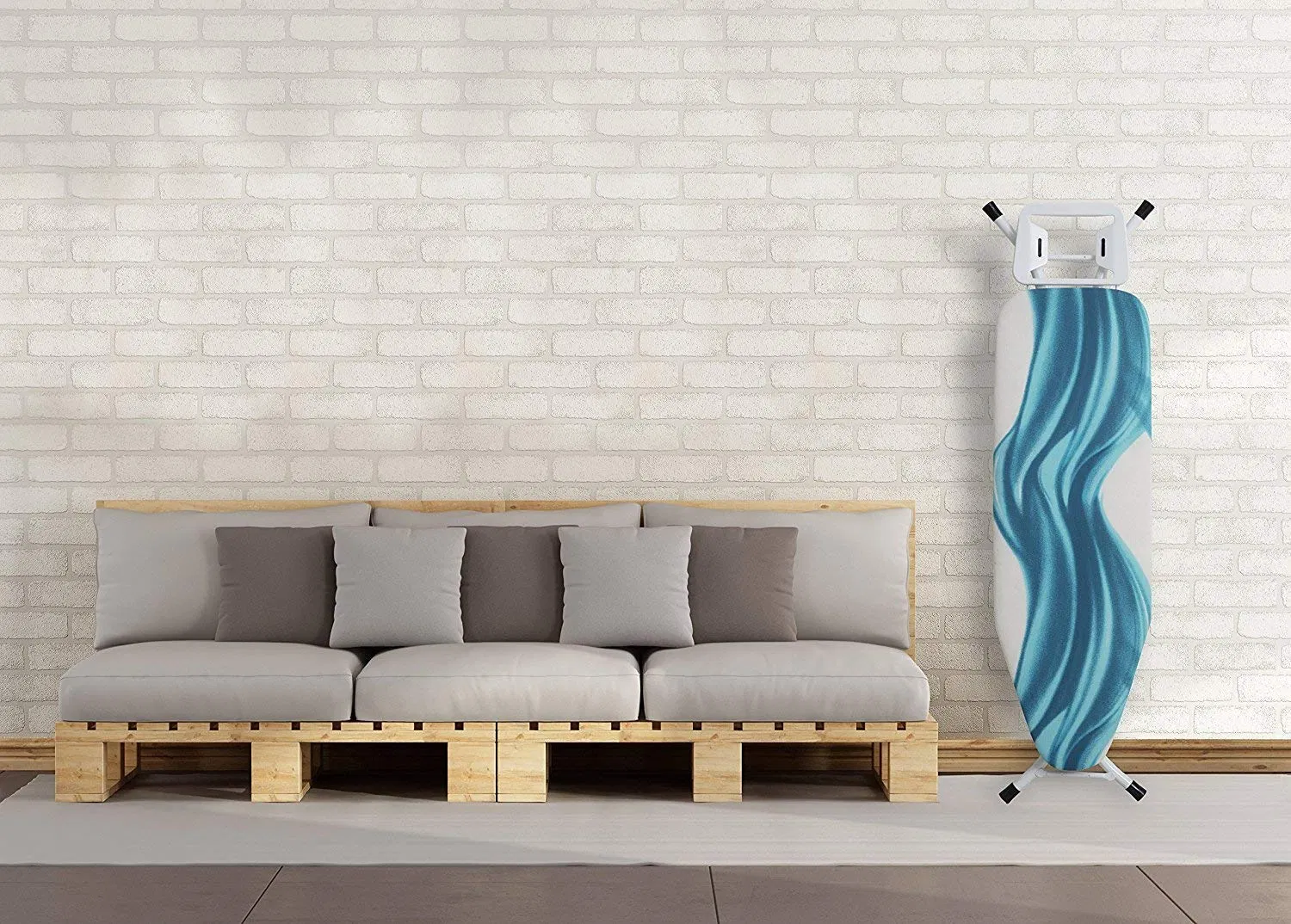 Deluxe Foldable Adjustable Height Ironing Board with Extra Cover and Storage Compartment