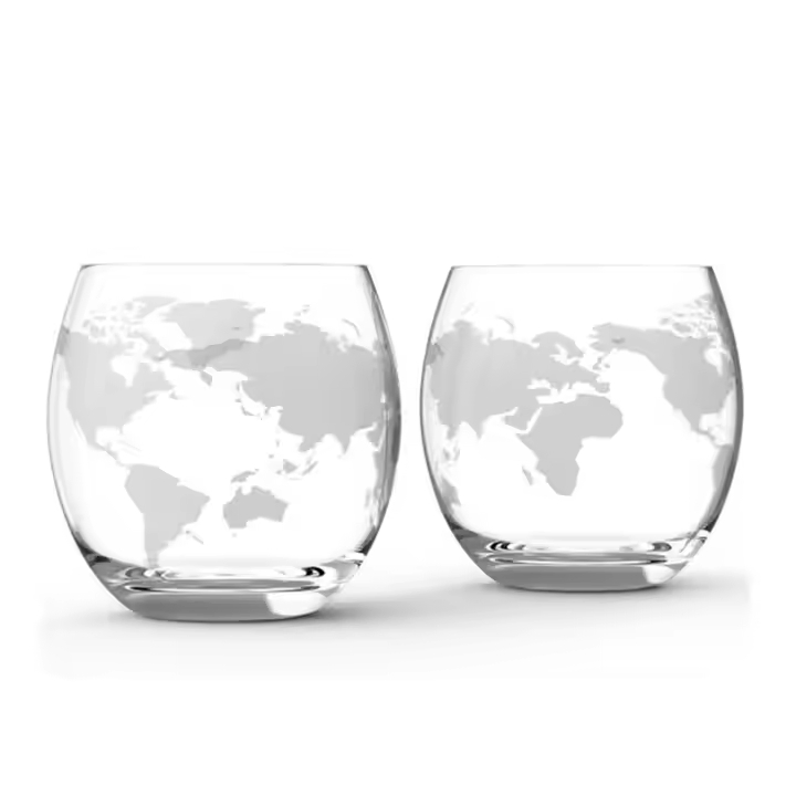High Borosilicate Glass Whiskey Decanter Globe Set Custom Logo with Wood Base