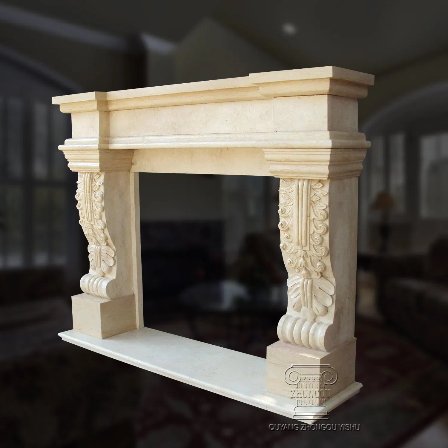 Simple Design Style Marble Fireplace Mantel