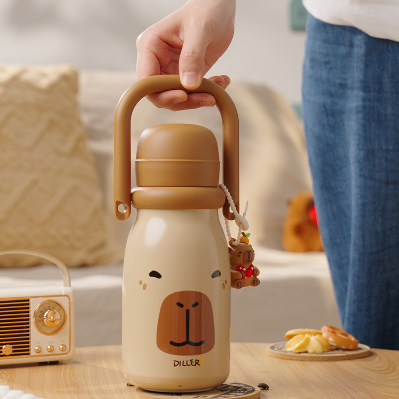 Capybara Cartoon 316 Stainless Steel Vacuum Insulated Water Bottle Kid Thermal Tumbler